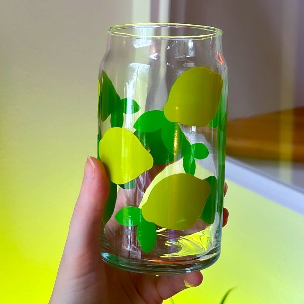 NWT Wool + Pepper Co. LEMONS 16oz Glass Can Cup